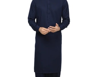 Pijama kurta pakistaní para hombre, hecho a mano, en azul real, Shalwar Kameez