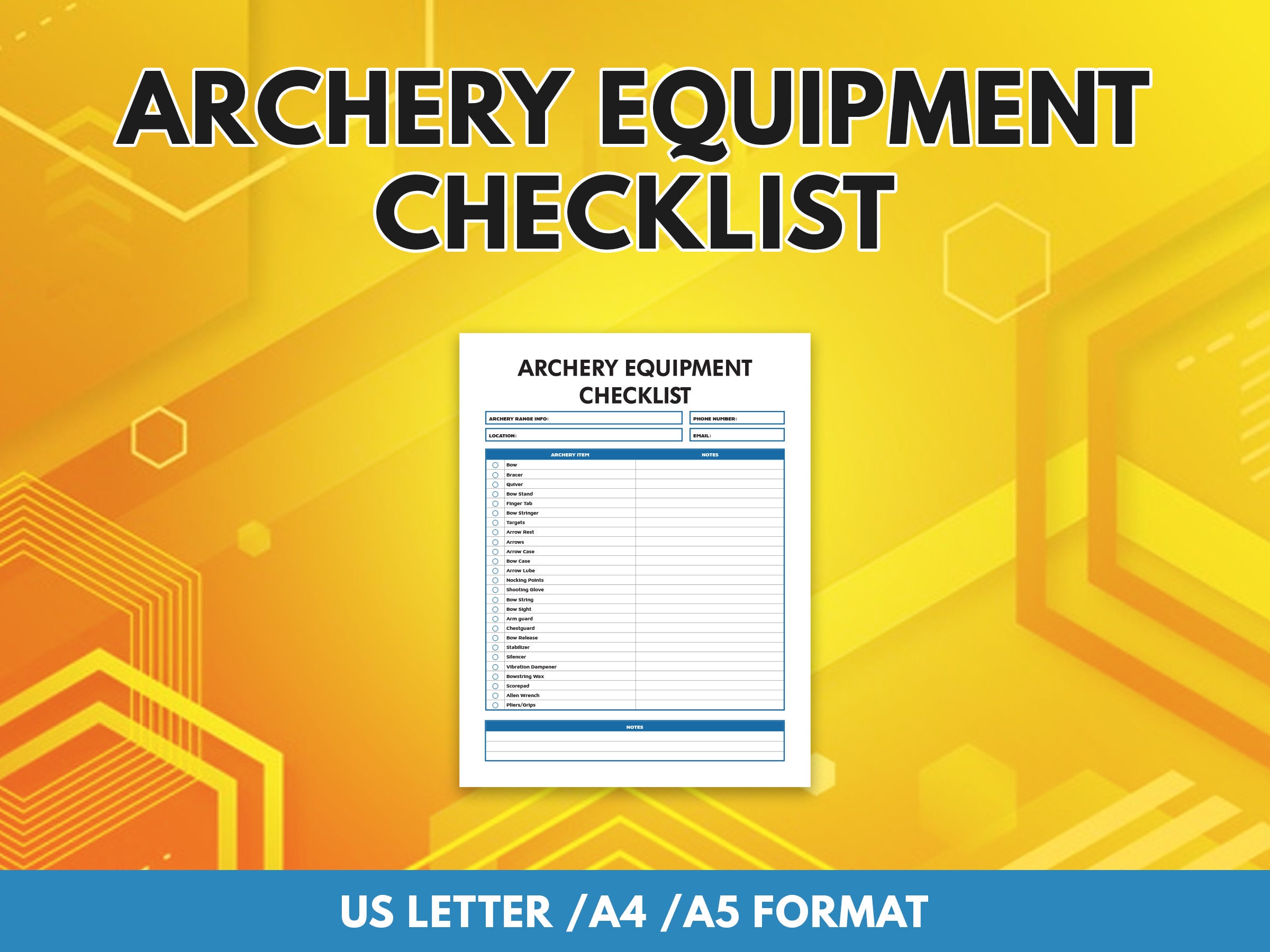 Archery Equipment Checklist Etsy