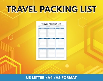 Travel Packing List | Travel Planner Printable