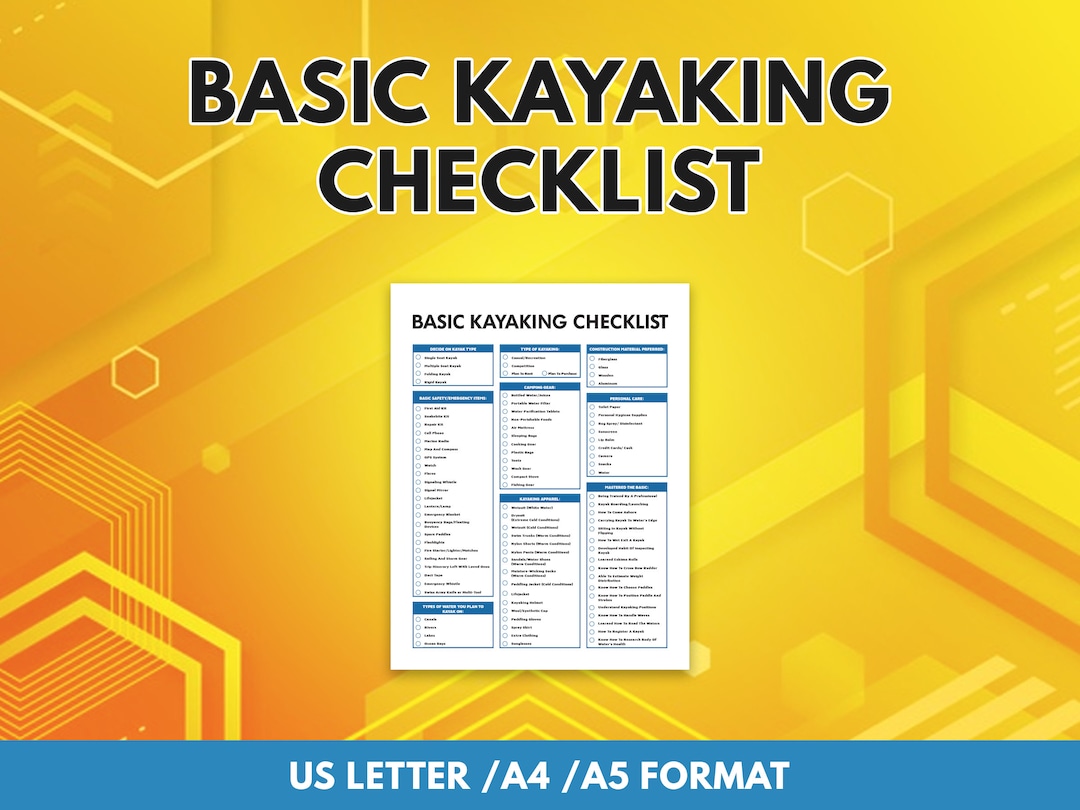Basic Kayaking Checklist | Kayaking Printable - Etsy
