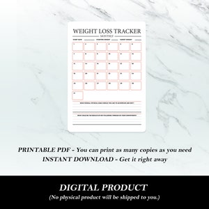 Printable Weight Loss Tracker Workout Journal image 3