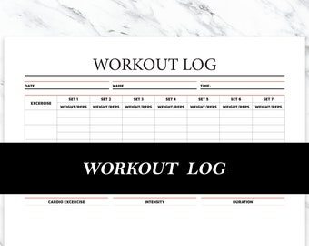 Printable Workout Log | Workout Planner Printable