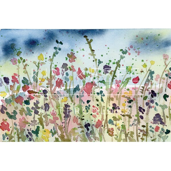 Wildflower Watercolor Art Print,5x7 inch print of original watercolor painting, wildflower painting
