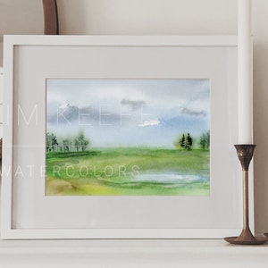 Watercolor Landscape print, 5x7 inch print of original watercolor painting image 2