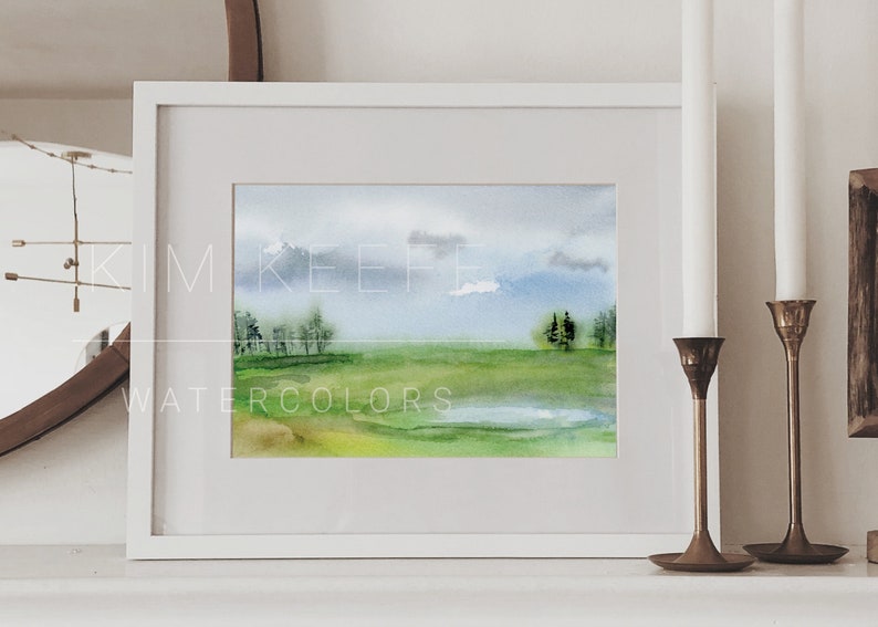 Watercolor Landscape print, 5x7 inch print of original watercolor painting image 2