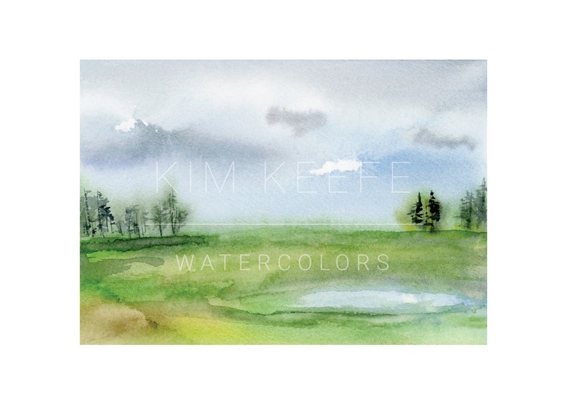 Watercolor Landscape print, 5x7 inch print of original watercolor painting image 1