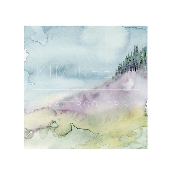 Abstract Landscape Watercolor Print, Giclee Print, 5x5 inch print of an original watercolor painting