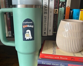Bookish Ghost Vinyl Sticker - Waterproof, Kindle Laptop Decal