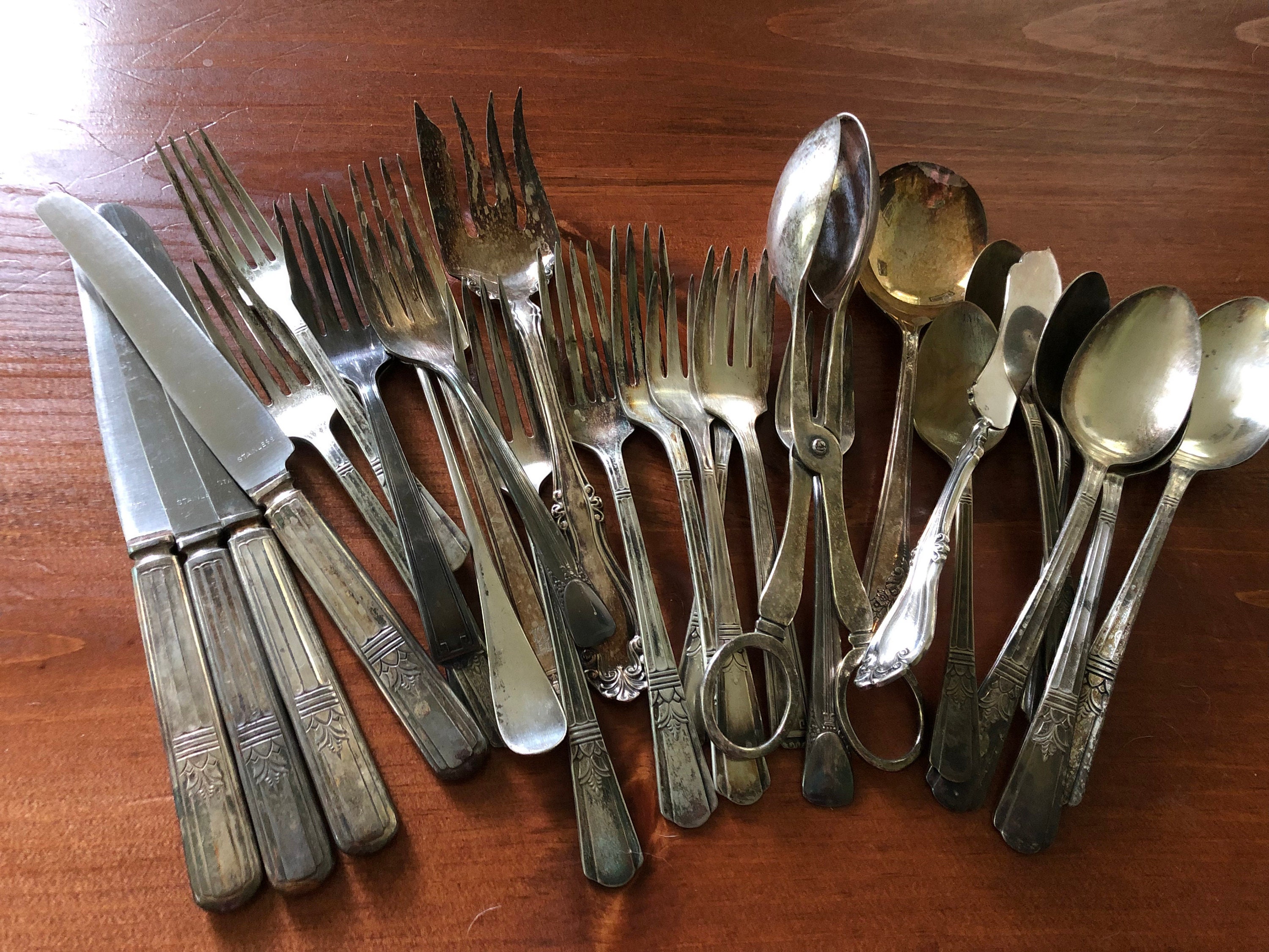 24 Pieces of Vintage Assorted Silver Plate Cutlery Etsy