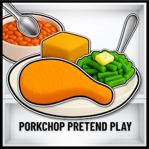 Printable Comfort Food Play Set • Pork Chop, Beans, Cornbread (Digital Download)
