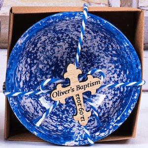 Baptism Bowl Ceramic Favors for Guests in Bulk, Personalized Candy Dish, Candy Boxes for First Communion, Turkish Cini Tile, Bohemian Favors