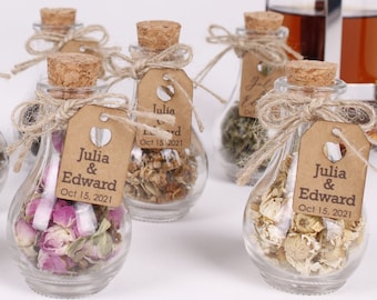 Favores de té de botella de pera de boda para invitados, regalos personalizados a granel, favor de boda rústico, favor de té de hojas sueltas, tarros de té, regalos de té de hierbas