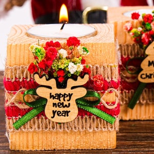 Personalized Christmas Gift Candle Holder, Happy Holiday Coworker Gift, Custom Handmade Noel New Year Xmas Gift,Merry Christmas Favor Candle
