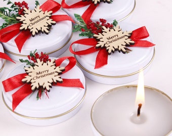 Lata personalizada para velas navideñas, regalos para rellenar calcetines navideños, regalos de amigo invisible, pequeño regalo de Navidad, regalos para compañeros de trabajo, decoración de mesa navideña