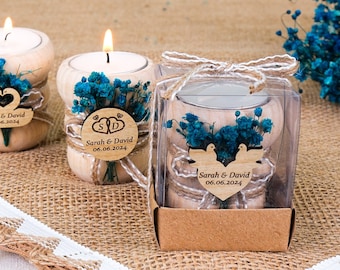Rustikaler Kerzenhalter, Hochzeit Gastgeschenke, Hochzeit Gastgeschenke, Personalisierter Teelichthalter, Brautparty Geschenke