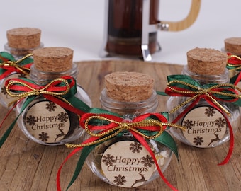 Christmas Tea favors for guests, Personalized Bulk gifts, Happy Holiday favor, Loose Leaf Tea Favor, Tea jars, Unique gift, Herbal Tea gifts