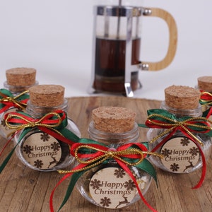 Christmas Tea favors for guests, Personalized Bulk gifts, Happy Holiday favor, Loose Leaf Tea Favor, Tea jars, Unique gift, Herbal Tea gifts