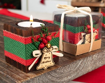Regalos personalizados con el logotipo de la empresa, regalos navideños al por mayor, portavelas de madera, pequeños obsequios para rellenar calcetines navideños, regalos para compañeros de trabajo, recuerdos para fiestas.