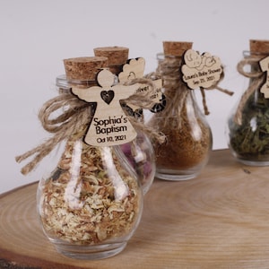 Baptism Pear Bottle Tea favors for guests, Personalized Bulk gifts, Baby Shower Favors, Loose Leaf Tea Favor, Tea jars, Herbal Tea gifts