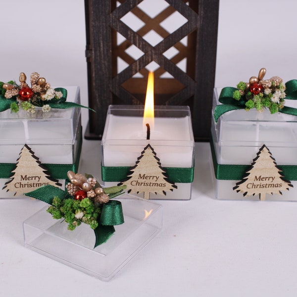 Velas perfumadas personalizadas de Navidad, regalos de feliz Navidad, favores de feliz año nuevo, decoraciones de mesa navideñas, regalos únicos de velas navideñas