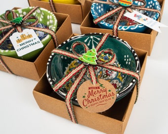 Personalized Christmas Gifts Turkish Cini Bowl, Happy Holiday Favors, New Year Noel Xmas Gifts, Merry Christmas Turkey Tile, Bohemian Favor