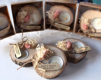 Hochzeitskerzengeschenke für Gäste in loser Schüttung, Holzkerzengeschenke, rustikale Hochzeitsgeschenke, Holzkerzenhalter, Teelichthalter, Dankeschön