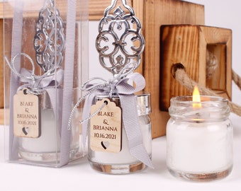 Personalised Wedding Party Thank you Candle Favor for Guests, Luxury Wedding Candle Favors, Elegant Candle in glass, Wedding Favor for Guest