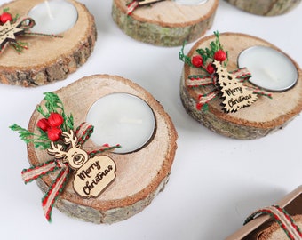 Portavelas de madera personalizado para Navidad, ideal para rellenar calcetines navideños, regalos de amigo invisible, regalos para compañeros de trabajo y decoración de mesa navideña.