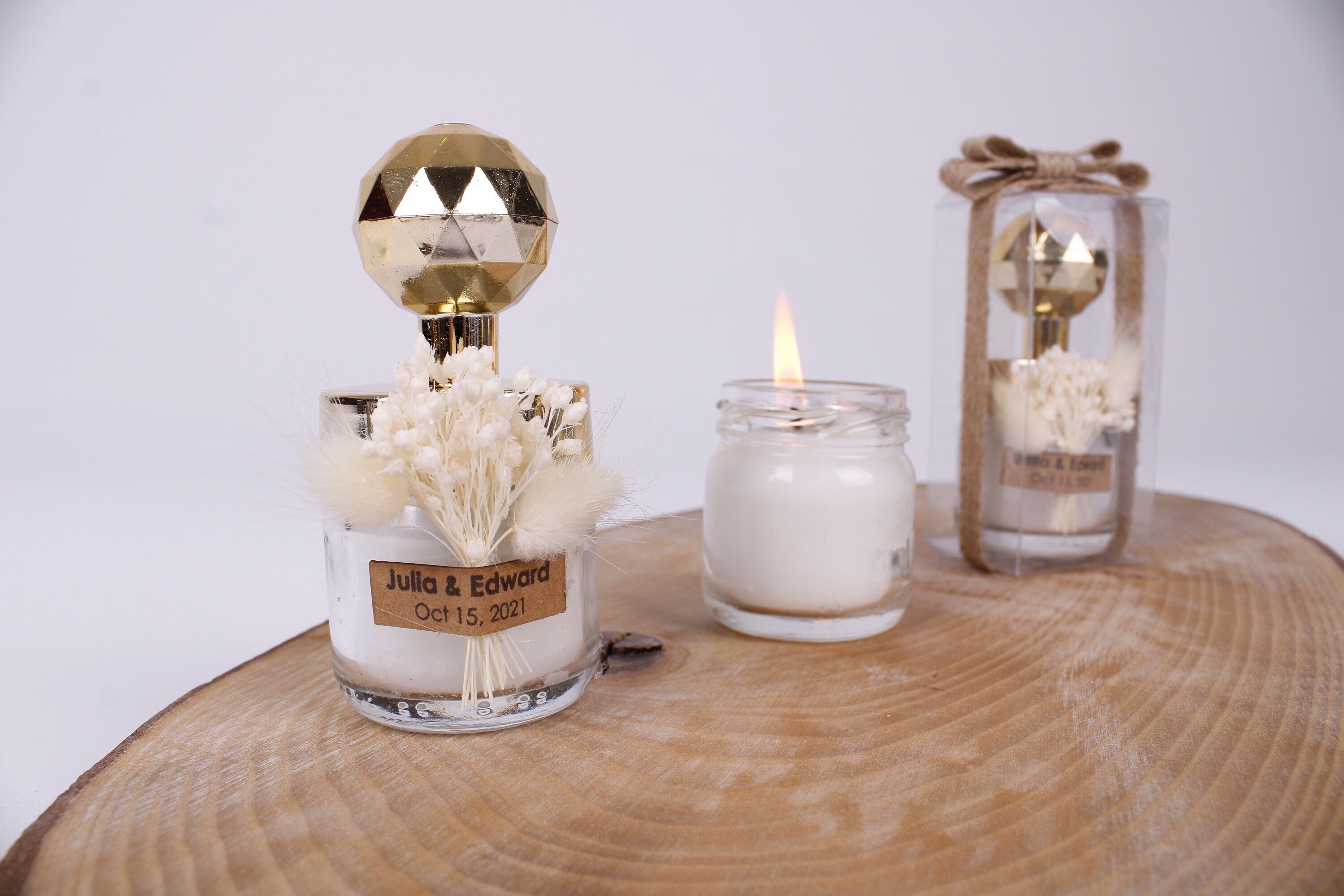 Personalised Wedding Party Thank You Candle Favor for Guests, Luxury ...