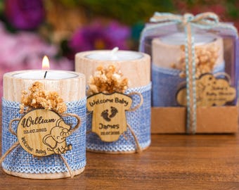Baby Shower Favors for Guests, Wooden Candle Holders, Tealight Holder, Baby in Bloom, 1st Birthday,  Baptism Favors, Baby Shower Favor Ideas