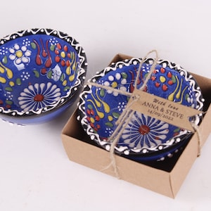 Wedding Bowl Tile Favors for Guests in Bulk, Rustic Personalized Wedding Gift Favors, Candy Boxes for Favor, Turkey Tile, Bohemian Favor zdjęcie 3