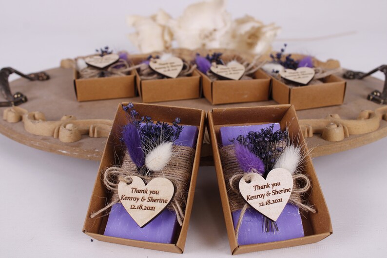 Handmade Soap Wedding Favors for Guests Bridal Shower Soap favors Personalized Soap favors Rustic Lavender SoapBaby Shower Soap Favor image 7