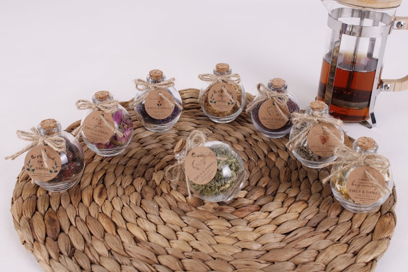 Wedding Tea favors for guests, Personalized Bulk gifts, Rustic wedding favor, Loose Leaf Tea Favor, Tea jars, Unique gift, Herbal Tea gifts image 9