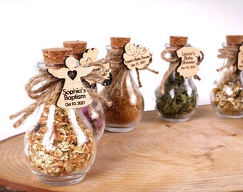 Baptism Pear Bottle Tea favors for guests, Personalized Bulk gifts, Baby Shower Favors, Loose Leaf Tea Favor, Tea jars, Herbal Tea gifts