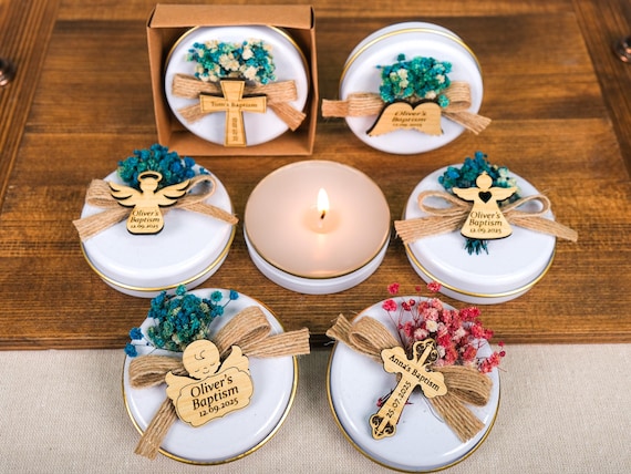 Custom Candle Baptism Favors, Candle Favors, Scented Candle, Baptism Candle, Personalized Candle, Baby Shower, First Communion, Baptism Gift