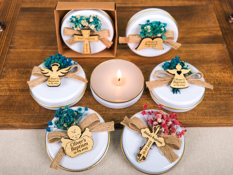 Custom Candle Baptism Favors, Candle Favors, Scented Candle, Baptism Candle, Personalized Candle, Baby Shower, First Communion, Baptism Gift