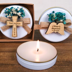 Custom Candle Baptism Favors, Candle Favors, Scented Candle, Baptism Candle, Personalized Candle, Baby Shower, First Communion, Baptism Gift