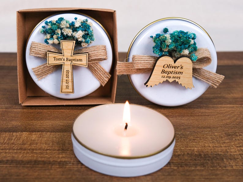 Custom Candle Baptism Favors, Candle Favors, Scented Candle, Baptism Candle, Personalized Candle, Baby Shower, First Communion, Baptism Gift