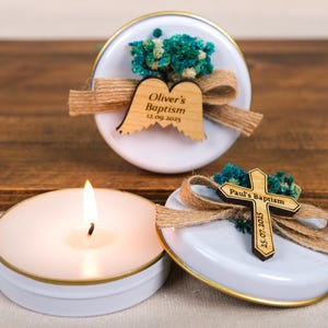 Custom Candle Baptism Favors, Candle Favors, Scented Candle, Baptism Candle, Personalized Candle, Baby Shower, First Communion, Baptism Gift