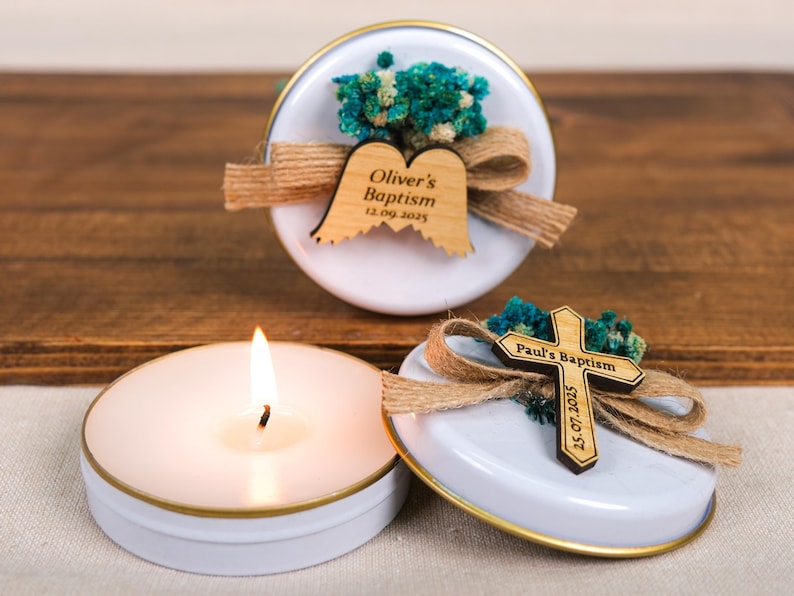 Custom Candle Baptism Favors, Candle Favors, Scented Candle, Baptism Candle, Personalized Candle, Baby Shower, First Communion, Baptism Gift
