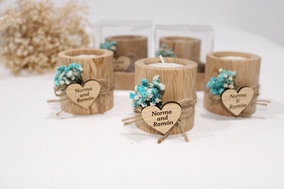 50 Pieces Wooden Tealight Candle Holders, Wedding Party Favors for ...