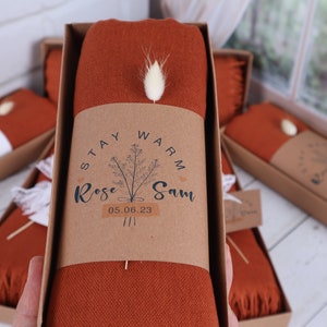 Burnt Orange Fall Wedding Personalized Pashmina Shawl, Wedding Scarf, Bridesmaid Shawl, Pashmina Wrap, Shawls for Wedding, Wedding Scarves