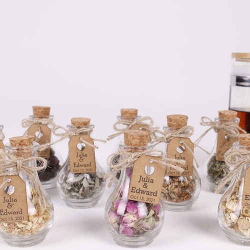 Wedding Pear Bottle Tea favors for guests, Personalized Bulk gifts, Rustic wedding favor, Loose Leaf Tea Favor, Tea jars, Herbal Tea gifts
