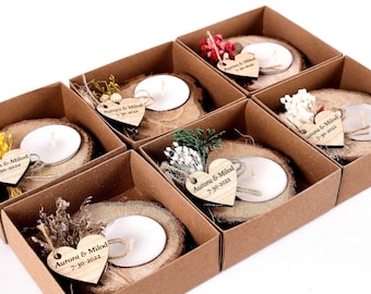 50 pcs Personalized Candle Wedding Favors, Wedding Favors for Guests in Bulk, Rustic Wedding Favors, Bridal Shower Favors