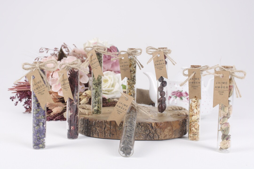 100 Pcs Wedding Tea Favors for Guests, Personalized Bulk Gift, Rustic ...