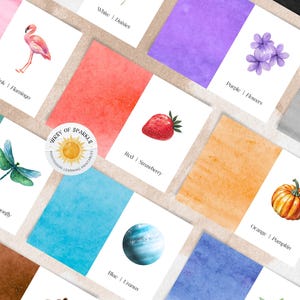 12 Flashcards de Cores da Natureza para Crianças para Imprimir, Cartões de Aprendizagem de Cores para Crianças, Desenvolvimento da Linguagem Montessori, Reconhecimento e Classificação de Cores