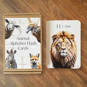 Cartões de alfabeto de animais, decoração de berçário, recursos de aprendizagem precoce para crianças em idade pré-escolar, cartões de memória Montessori, cartões de memória para educação domiciliar