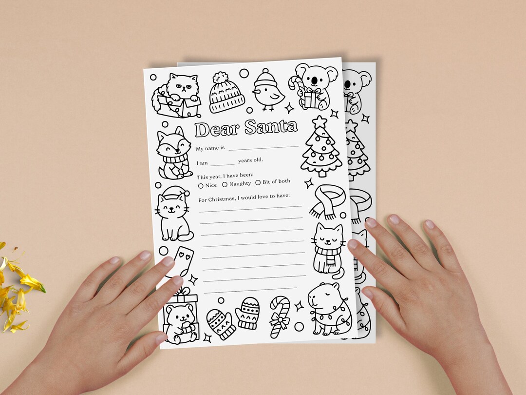 Santa List Coloring Note Letter to Santa Coloring Page, Christmas Wish List (printable PDF) - Etsy