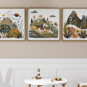 Norwegian Folk Art Floral Bird Print Set of 3, Nordic Wall Art, Bedroom Living Room Home Cafe Decor - Scandinavian Art, Digital Download