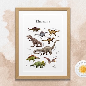 Dinosaur Print, Green Dino Nursery Print, Dinosaur Poster, Boy Room Dino Decor, Kids Bedroom Playroom Printable Wall Art, DIGITAL DOWNLOAD